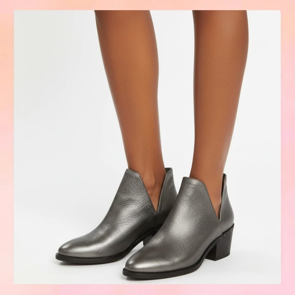 Vince Camuto 8.5 Bronze Metallic Leather Chelsea Ankle Booties